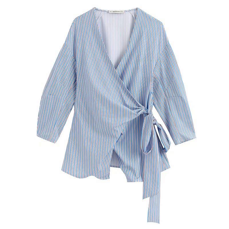 Women Chic Fashion Striped Wrap Blouses Vintage Two Pieces Sets Bow Tie Sashes Female Shirts Blusas 210520, As picture
Women Chic Fashion Striped Wrap Blouses Vintage Two Pieces Sets Bow Tie Sashes Female Shirts Blusas 210520, As picture