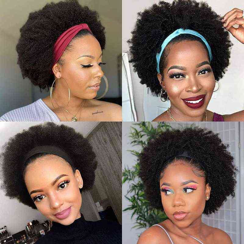 Hairpiece Afro Headband Wig Short Kinky Curly s for Black Women Natural Glueless with Headbands Free Attached Daily Use 0121
