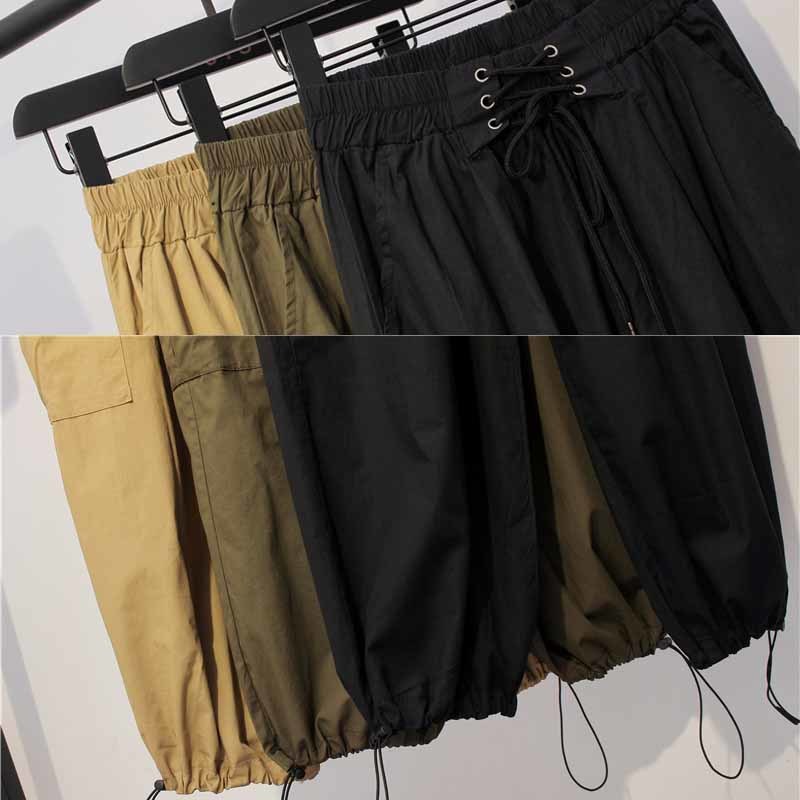 Autumn Cargo Pants Elastic Trousers High Waist Women Casual Streetwear Harem Woman Solid Femme Pantalon 10661 210518