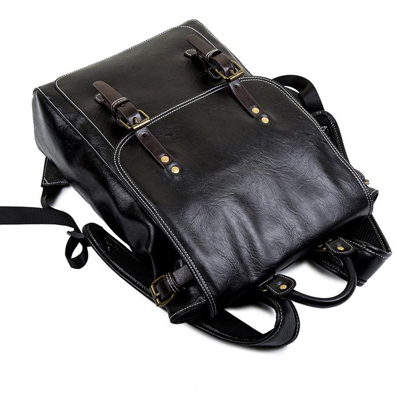 Backpack Vintage Men For Teenage School Bags Male Large Capacity Laptop Backpacks Leather Black Korean Travel