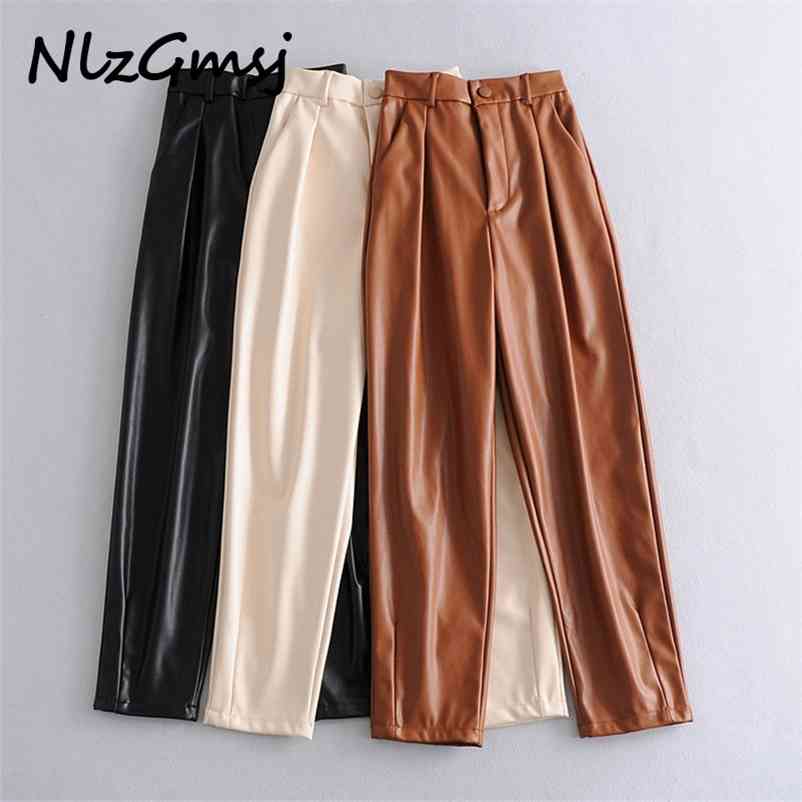 Nlzgmsj Autumn Winter Women High Waist Black Faux Za Leather Pants Lady PU Loose Pencil Trousers Elegant Pocket Streetwear 210628, As picture
Nlzgmsj Autumn Winter Women High Waist Black Faux Za Leather Pants Lady PU Loose Pencil Trousers Elegant Pocket Streetwear 210628, As picture