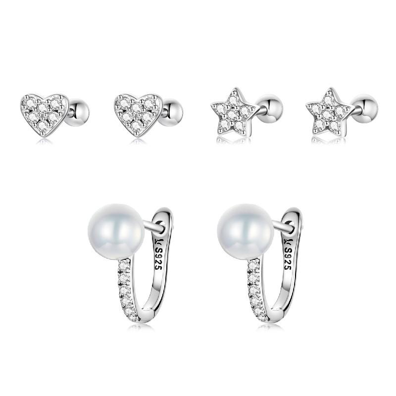 Dangle & Chandelier BISAER 925 Sterling Silver CZ Star Earrings Heart Stud Pearl For Women S925 Original Fashion Jewelry ECE1288
Dangle & Chandelier BISAER 925 Sterling Silver CZ Star Earrings Heart Stud Pearl For Women S925 Original Fashion Jewelry ECE1288