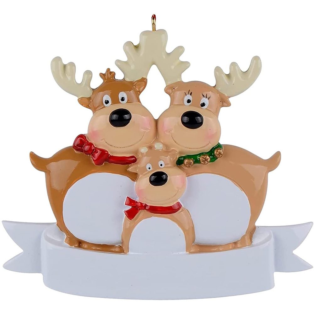 Christmas Reindeer Ornaments Xmas Trees Resin Customized DIY Name Family of 3 5 Gift Hang Decorations Pendant Home Decro