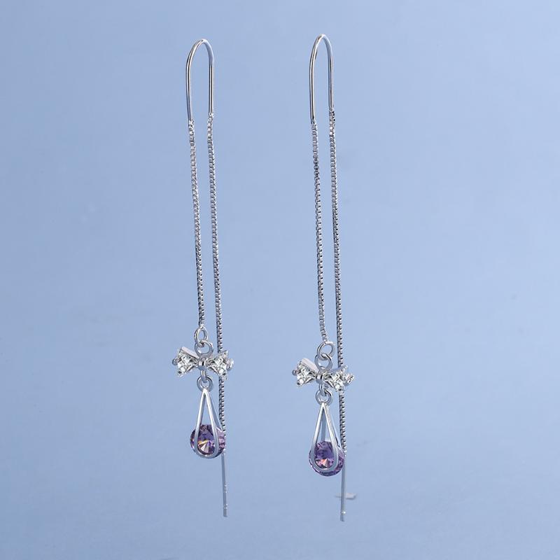 Stud Fashion Female Earrings 925 Sterling Silver Purple Zircon Flower Bowknot For Women Ear Line Long Tassel Jewelry Gift, Golden;silver
Stud Fashion Female Earrings 925 Sterling Silver Purple Zircon Flower Bowknot For Women Ear Line Long Tassel Jewelry Gift, Golden;silver