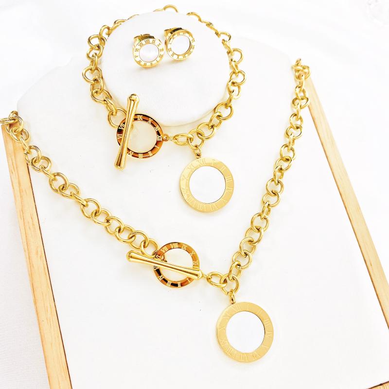 Earrings & Necklace Europe Lucky Roman Digital Pendant Set Stainless Steel Clavicle Fashion Wild Jewelry, Silver
Earrings & Necklace Europe Lucky Roman Digital Pendant Set Stainless Steel Clavicle Fashion Wild Jewelry, Silver