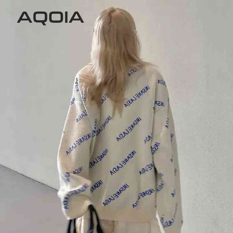 Harajuku Angel Embroidery Knit Female Pullovers Y2K Long Sleeve Women's Sweater Loose Oversize Woman Sweaters Plus Size Clothing 210521