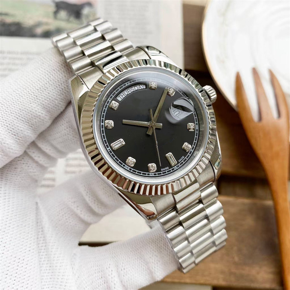 Fashion Men Stainless Steel Watch 11 Colors Mens Automatic Watches Mechanical Movement Sweep Glide day and date diamond Dial Sport Wristwatch, Slivery;brown
Fashion Men Stainless Steel Watch 11 Colors Mens Automatic Watches Mechanical Movement Sweep Glide day and date diamond Dial Sport Wristwatch, Slivery;brown