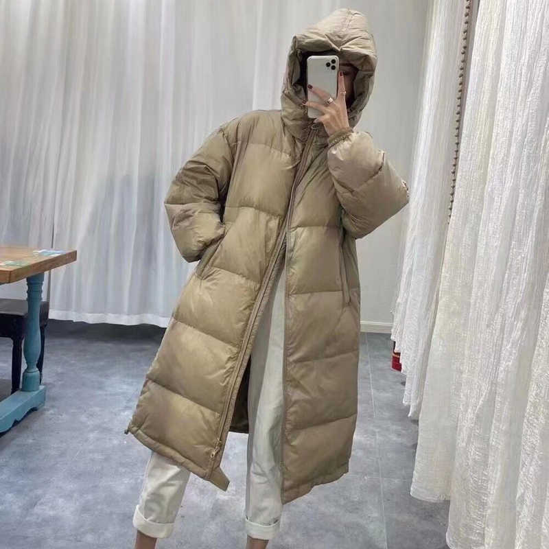 Winter Women's Down Jacket Long Coat Female Lightweight Oversized Thick Warm Loose Puffer Jacket Ultra Light Down Parka 211015