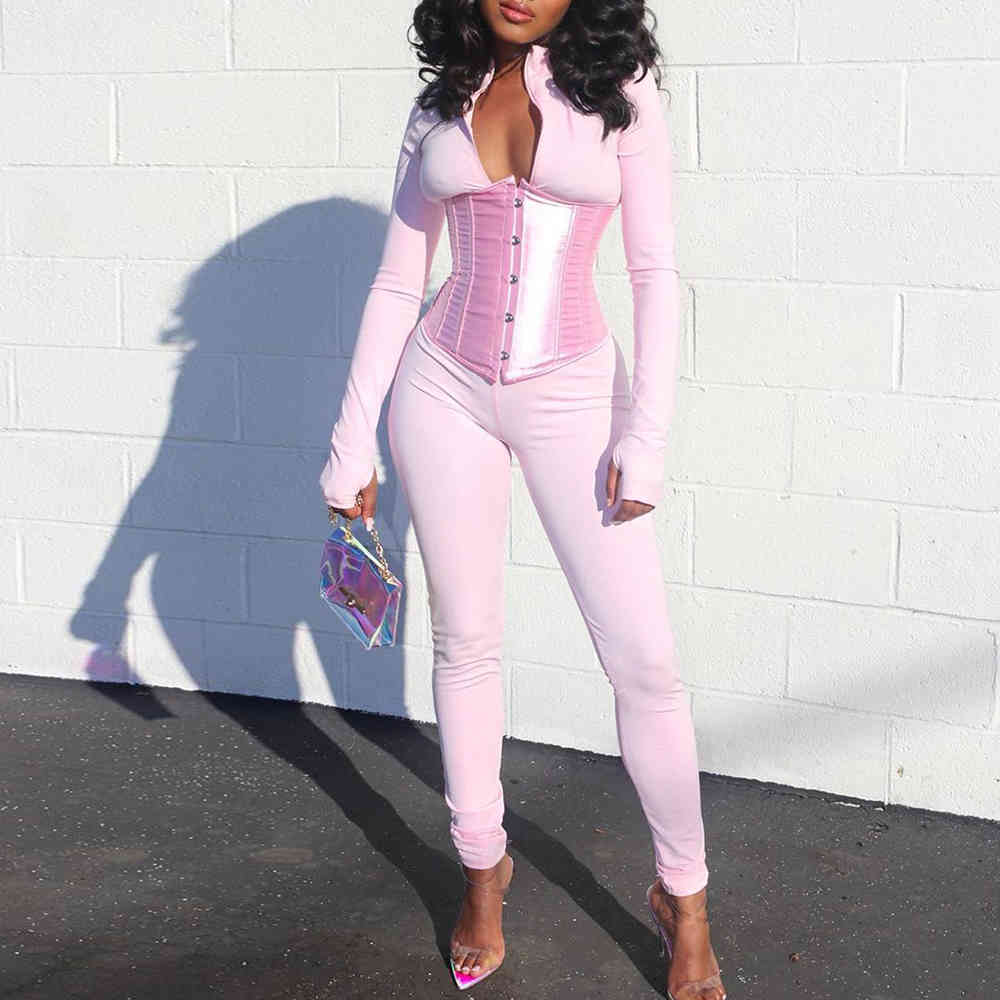 Summer Women Fashion White Maxi Jumpsuits Sexy Long Sleeve& Full Pants Club Out Wear Lady Rompers 210423