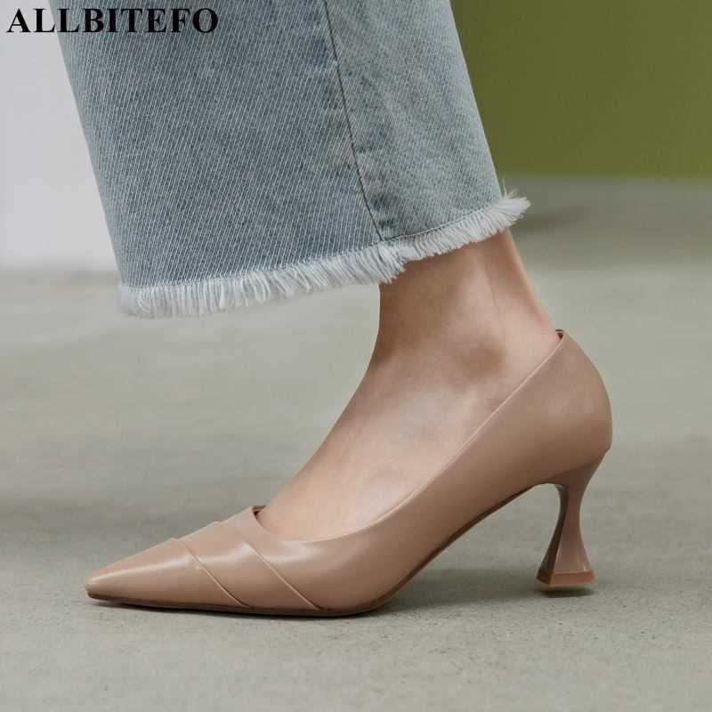 ALLBITEFO Pleated design soft genuine leather women heels shoes Sheepskin insole fashion women's high heel shoes high heels 210611, As picture
ALLBITEFO Pleated design soft genuine leather women heels shoes Sheepskin insole fashion women's high heel shoes high heels 210611, As picture