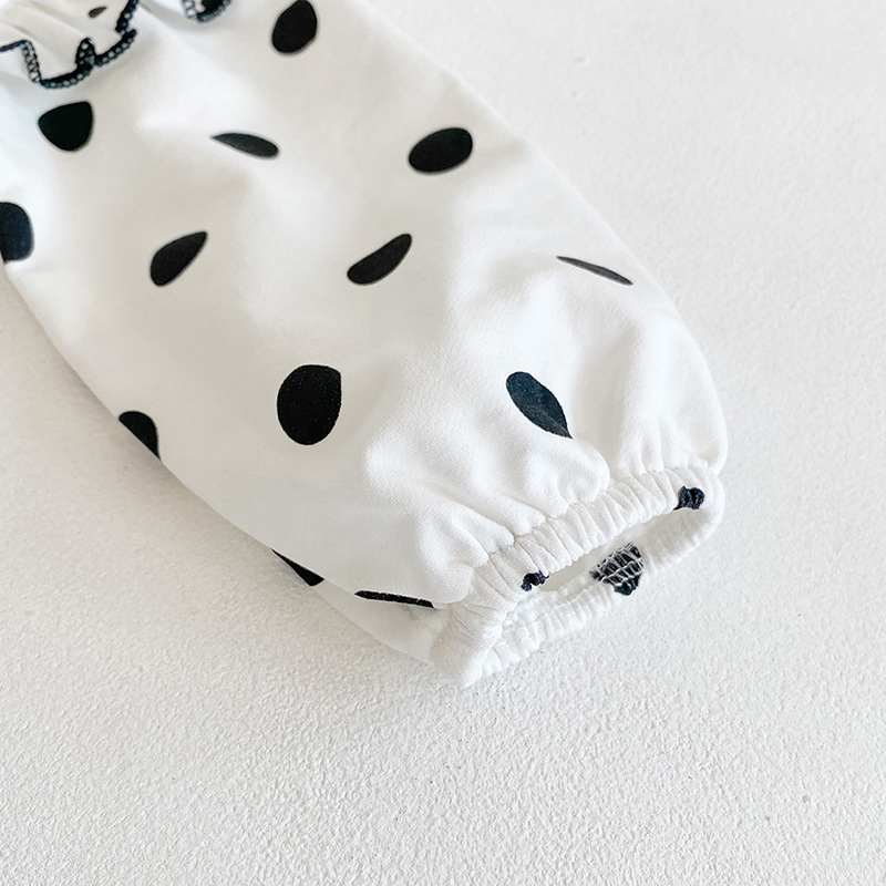 Spring Autumn Infant Baby Girls Rompers Clothes Bodysuit Dot Long Sleeve And Hair Band 210429