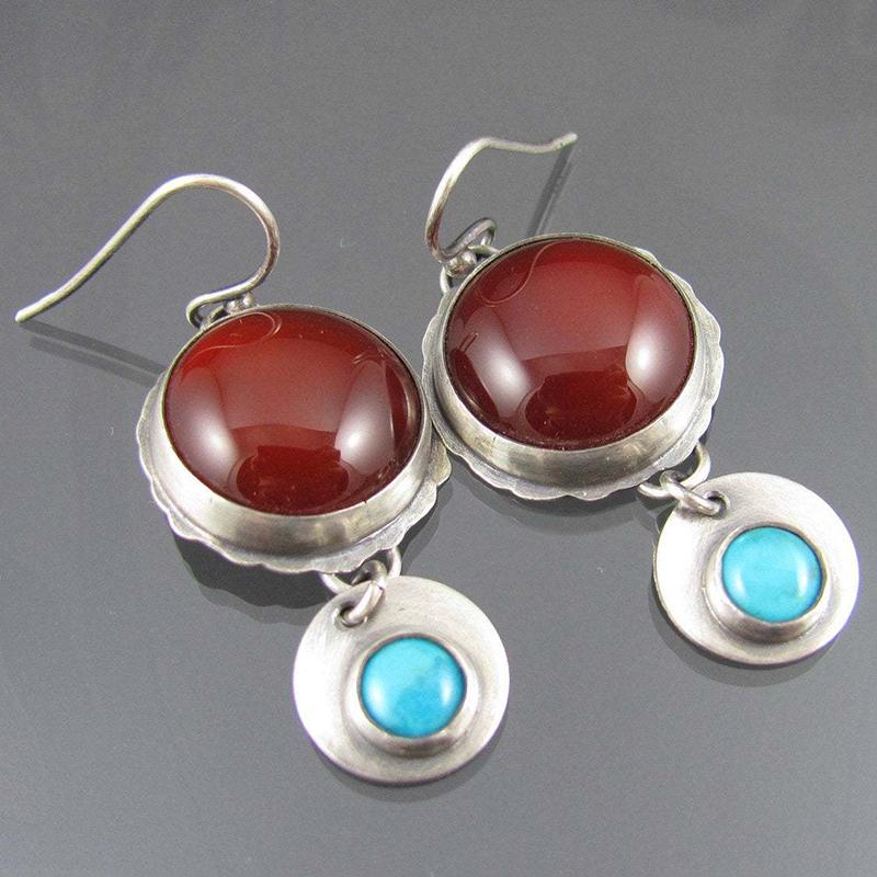 Dangle & Chandelier Bohemian Double Circle Metal Turquoises Stone Earrings For Women Tribal Silver Color Red Round Earring Brincos
Dangle & Chandelier Bohemian Double Circle Metal Turquoises Stone Earrings For Women Tribal Silver Color Red Round Earring Brincos