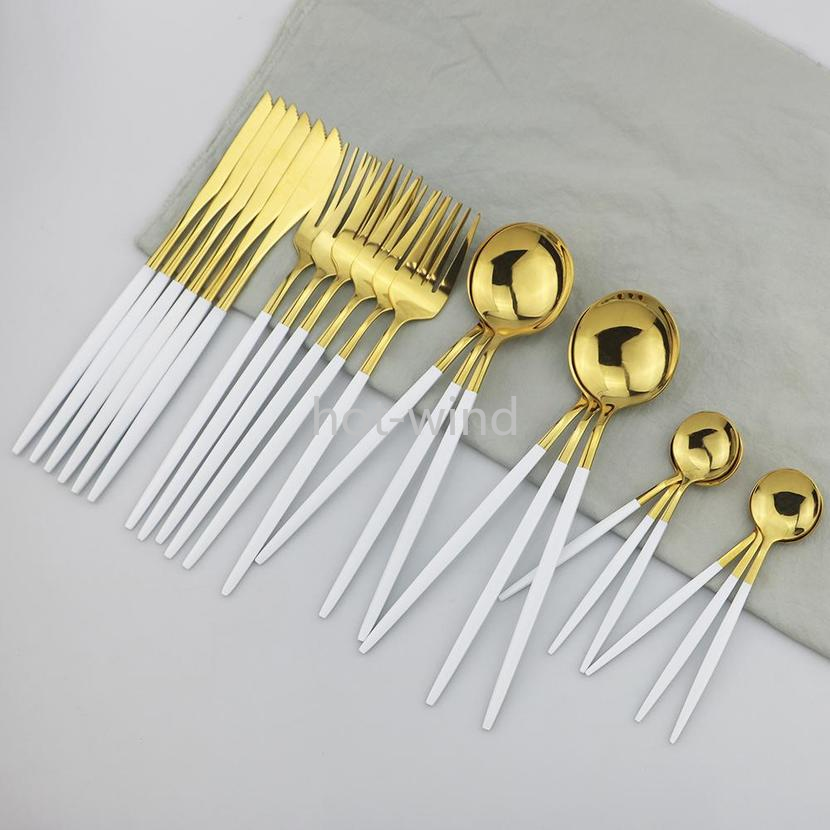 30Pcs White Gold Cutlery Set 304 Stainless Steel Dinnerware Set Knife Dessert Fork Coffe Spoon Dinner Silverware Home Kitchen Tableware Set FY5001 EE, 30pc/set
30Pcs White Gold Cutlery Set 304 Stainless Steel Dinnerware Set Knife Dessert Fork Coffe Spoon Dinner Silverware Home Kitchen Tableware Set FY5001 EE, 30pc/set