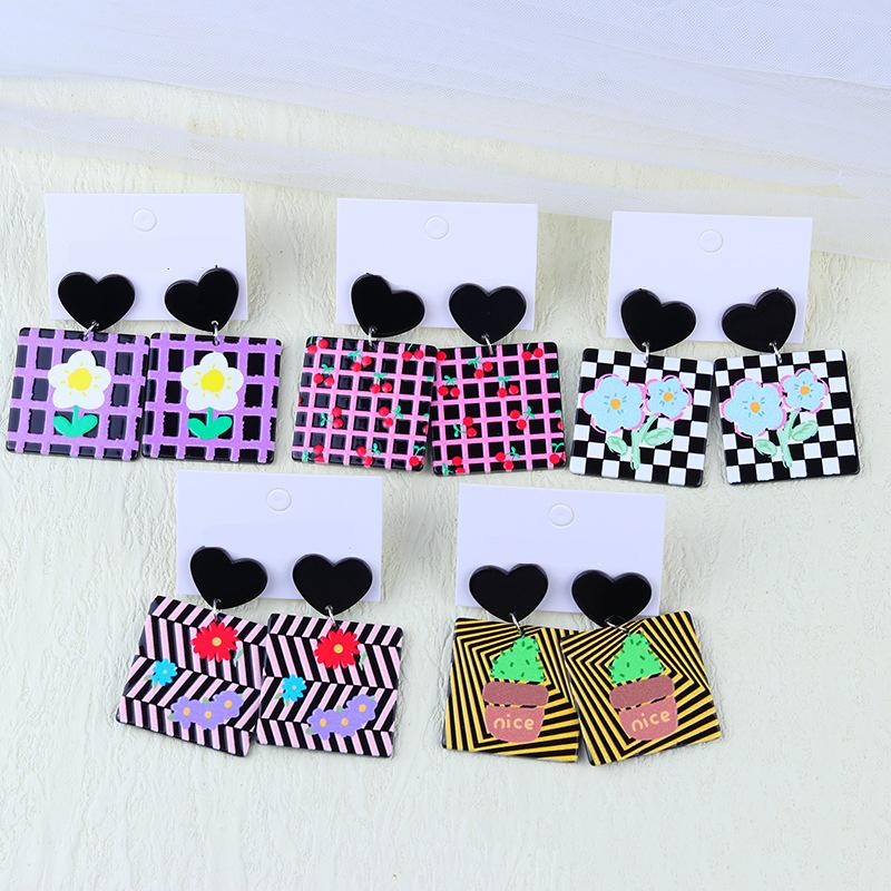 Dangle & Chandelier Donarsei Fashion Plaid Printing Drop Earrings For Women Korea Geometric Flower Acrylic Party, Silver
Dangle & Chandelier Donarsei Fashion Plaid Printing Drop Earrings For Women Korea Geometric Flower Acrylic Party, Silver