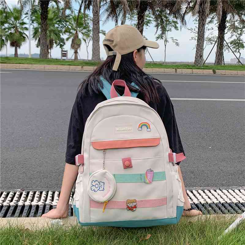 Student small fresh sweet girl leisure schoolbag junior high school large capacity Korean simple Backpack, Black 
Student small fresh sweet girl leisure schoolbag junior high school large capacity Korean simple Backpack, Black
