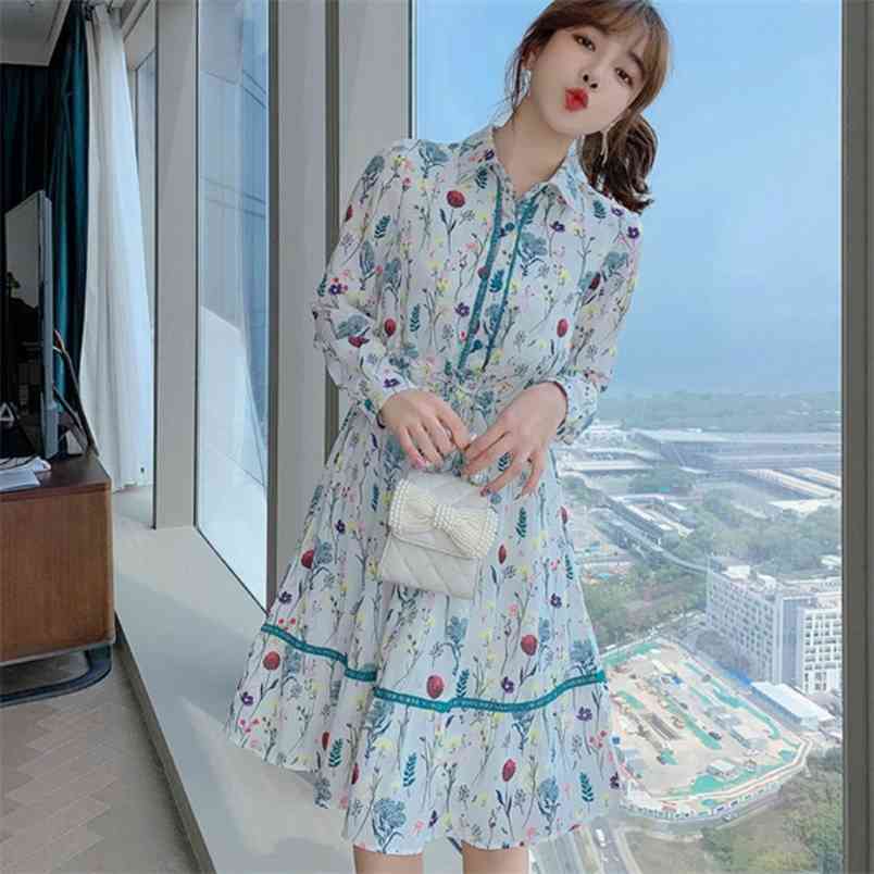 Spring Elegant Women High Waist A Line Dress Vestidos Vintage Fashion Flowers Turn Down Collar Long Sleeve Chiffon Party 210519, Photo color
Spring Elegant Women High Waist A Line Dress Vestidos Vintage Fashion Flowers Turn Down Collar Long Sleeve Chiffon Party 210519, Photo color