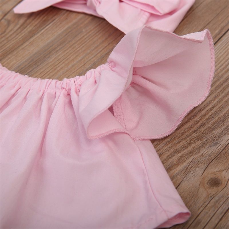 Toddler Girl Clothes Set 2020 Newborn Baby Infant Off Shoulder Tops Sleeveless T-Shirt + Shorts + Headband 3PCS Outfit Baby Clothing