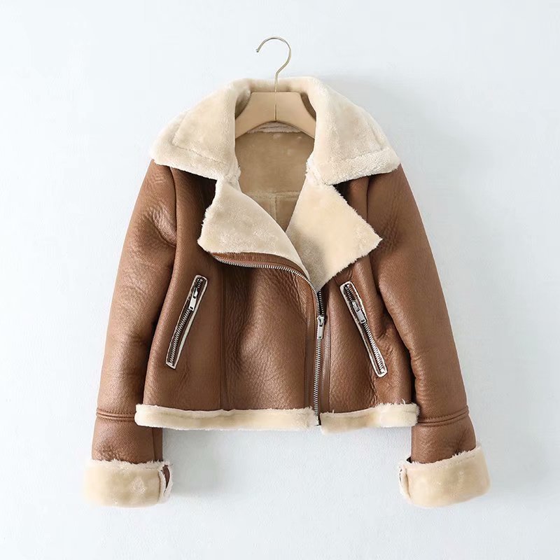 Winter Female Fur Leather Jacket Women Faux Lamb Leather Parkera coat Thick Faux Leather Fur Sheepskin warm locomotive outwear, Black
Winter Female Fur Leather Jacket Women Faux Lamb Leather Parkera coat Thick Faux Leather Fur Sheepskin warm locomotive outwear, Black