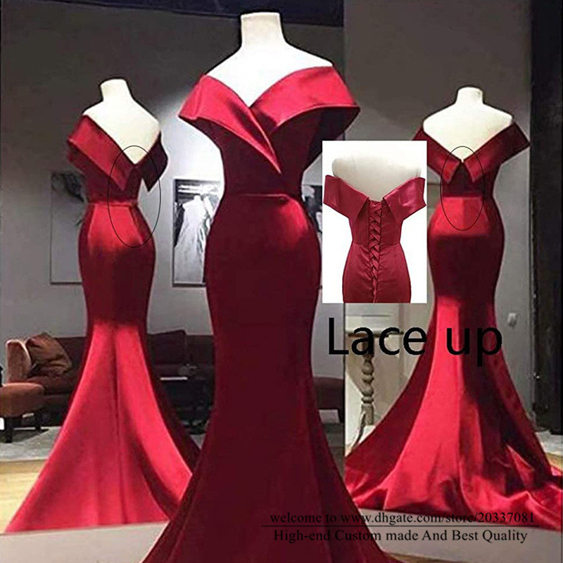 Backless Sweetheart Stain Red Mermaid Formal Evening Dresses Lace Up Cocktail Prom Party Gowns E24