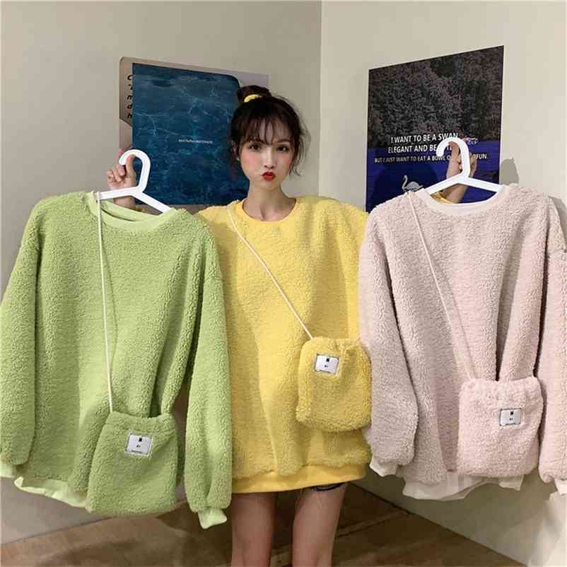 Women Plus Size Loose Plush Sweatshirt Cute Warm Fashion Candy Long Sleeve Solid Color Pullover Tops Jumper 210519, Yellow
Women Plus Size Loose Plush Sweatshirt Cute Warm Fashion Candy Long Sleeve Solid Color Pullover Tops Jumper 210519, Yellow