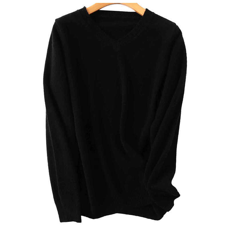 100% Merino Wool Women V-Neck Sweater Autumn Winter Warm Soft knitted Pullover Femme Jumper Cashmere 211018
