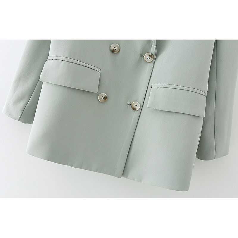 Causal Women Notched Collar Blazers Fashion Ladies Solid Slim Jackets Elegant Female Chic Double Breasted Coats 210430