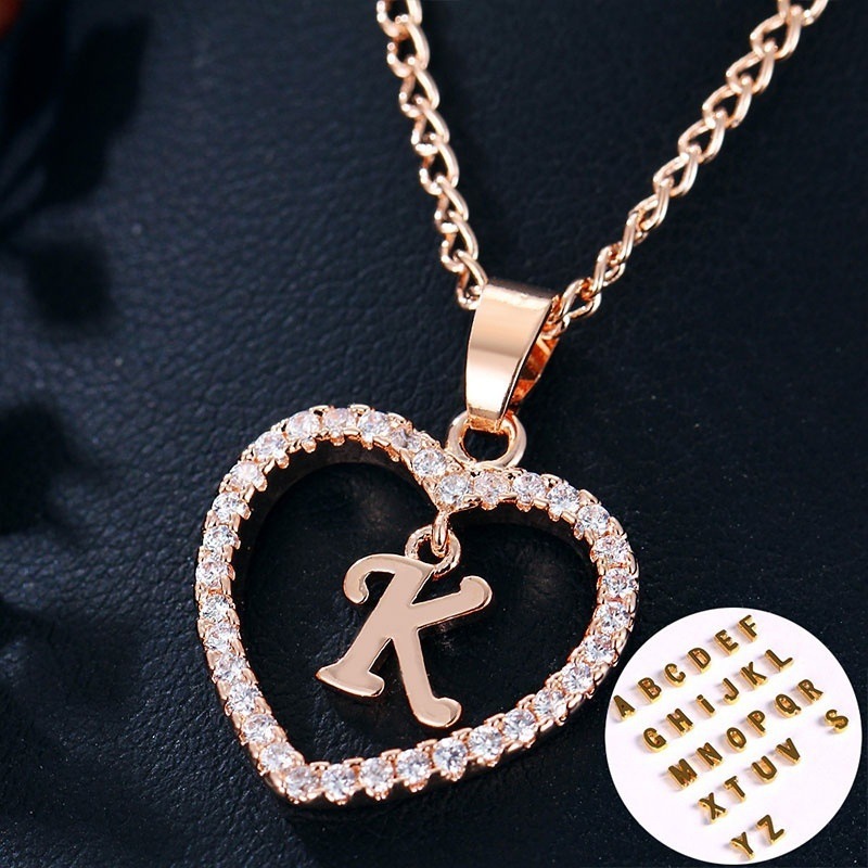 Classic Rose gold 26 Letter Diamond Paved Love Heart Pendant Necklace Alphabet A-Z Initial Letter Necklace Womens Jewelry Gift 166 T2, Silver
Classic Rose gold 26 Letter Diamond Paved Love Heart Pendant Necklace Alphabet A-Z Initial Letter Necklace Womens Jewelry Gift 166 T2, Silver