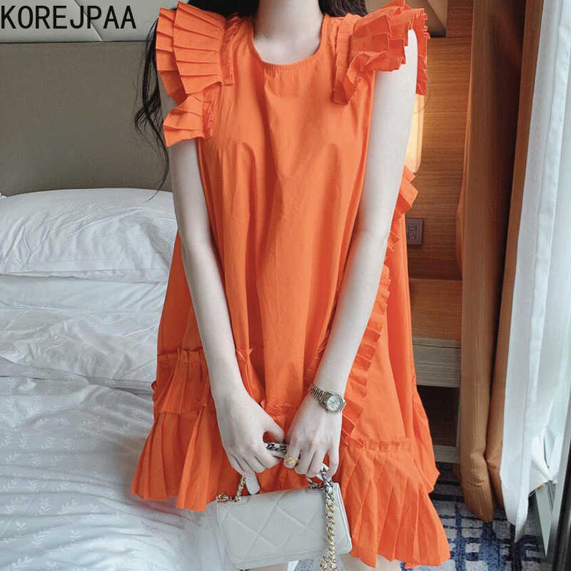 Korejpaa Women Dress Summer Korean Chic Female Elegant Temperament Round Neck Irregular Flying Sleeve Splicing Ears Vestido 210526, Orange
Korejpaa Women Dress Summer Korean Chic Female Elegant Temperament Round Neck Irregular Flying Sleeve Splicing Ears Vestido 210526, Orange