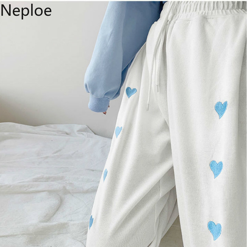 Neploe Joggers Pant for Women Embroidered Harem Woman Pants Drawstring Sweatpants High Waist Casual Femme Clothes Trousers 210422