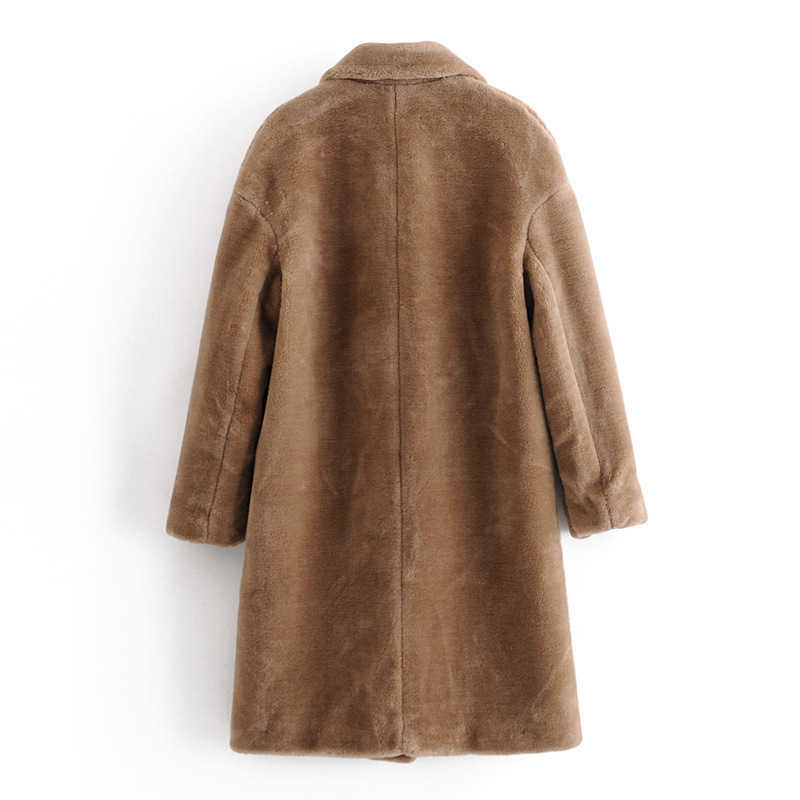 Wixra Womens Coat Ladies Faux Mink Fur Outwear Long Jacket Loose Street Style Warm Overcoat Autumn Winter 211019