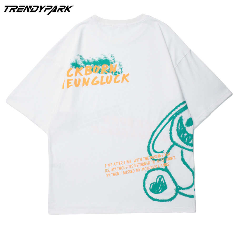 Men's T-shirt Summer Short Sleeve Cartoon Tee Hip Hop Oversized Cotton Casual Harajuku Streetwear Top Tshirts Clothing 210601