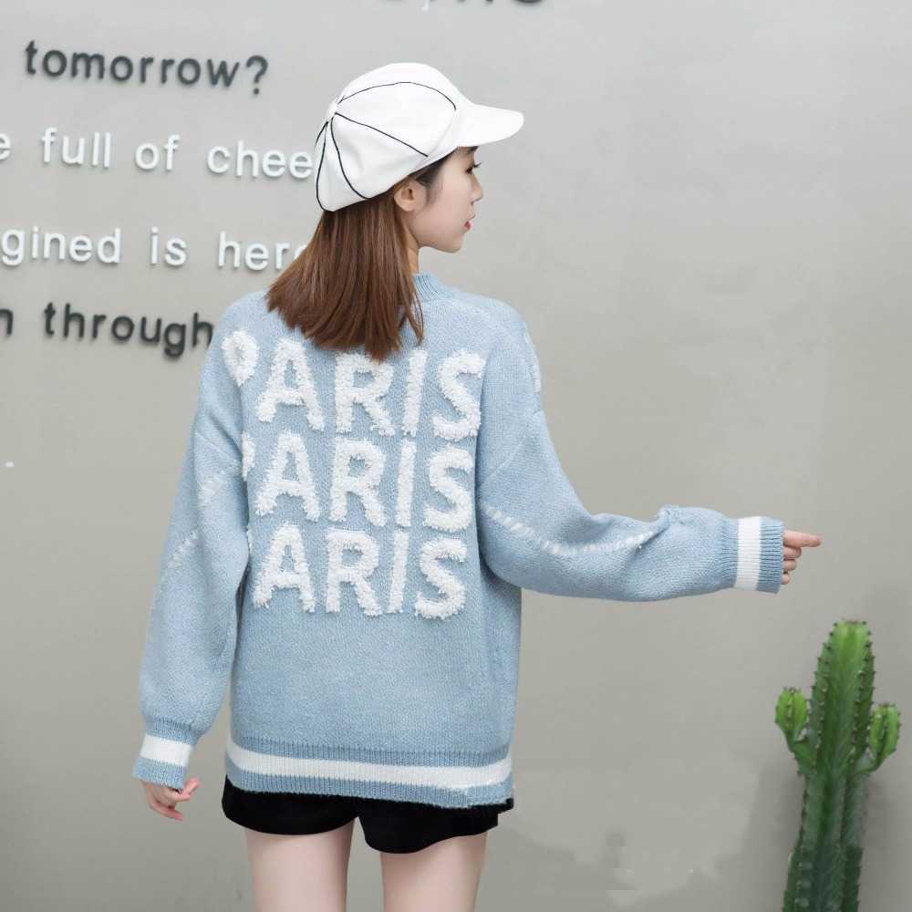 Qooth Women Fashion Pull Sweaters Casual Striped Tassel Jumpers Letters Pullovers Knitted Loose QH1778 210609