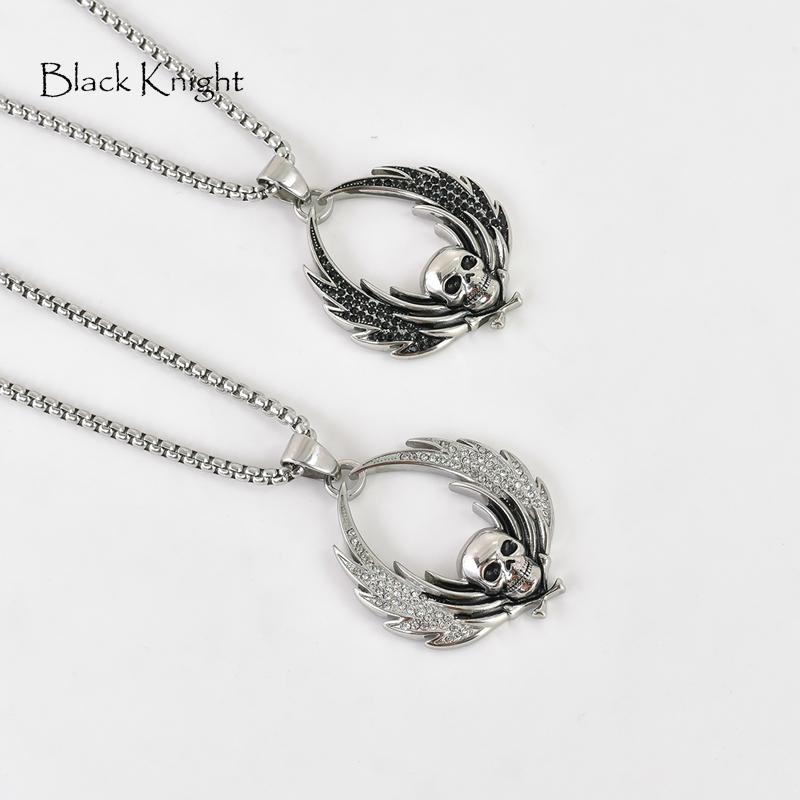 Pendant Necklaces Black Knight Silver Color Angle Skull Necklace Stainless Steel Full CZ Stones Gothetic BLKN0420
Pendant Necklaces Black Knight Silver Color Angle Skull Necklace Stainless Steel Full CZ Stones Gothetic BLKN0420