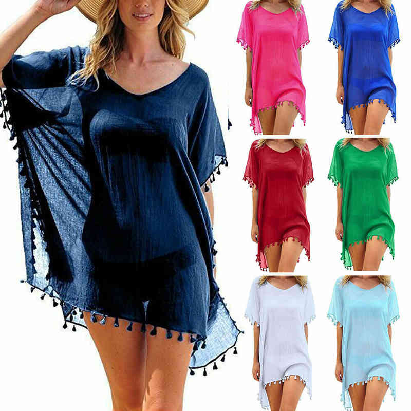 Chiffon Tassels Beach Wear Women Swimsuit Cover Up Swimwear Bathing Suits Summer Mini Dress Loose Solid Pareo Cover Ups, White;black
Chiffon Tassels Beach Wear Women Swimsuit Cover Up Swimwear Bathing Suits Summer Mini Dress Loose Solid Pareo Cover Ups, White;black
