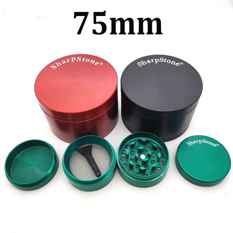 large size smoking Grinder 75mm Tobacco Slicer 4 Layers Herb Crusher Colorful Zinc Alloy Grinder Hands Smoke Accessories for dab rig bong