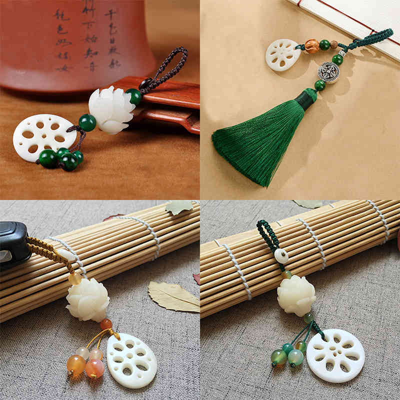 Key Rings Chinese Style Pendant Chain Lotus Root Personalized Creative Bag Hanging Tassel Jewelry