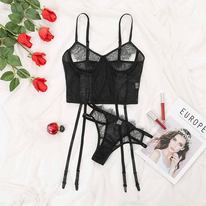 Bras Sets Women's Underwear Set Sensual Lingerie Woman Lace Sexy Transparent Erotic Bra Briefs Garter Exotic, Black
Bras Sets Women's Underwear Set Sensual Lingerie Woman Lace Sexy Transparent Erotic Bra Briefs Garter Exotic, Black