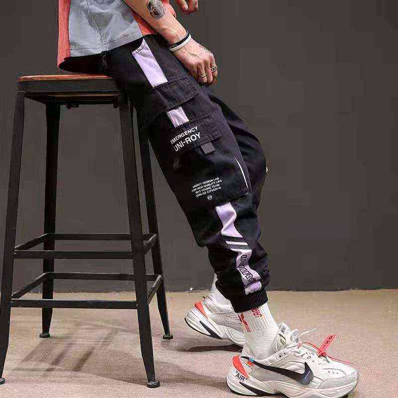 Men Hip Hop Patchwork Sweatpants Joggers trousers Casual Drawstring Sportwear Pants Male hiphop personality pants 211112
