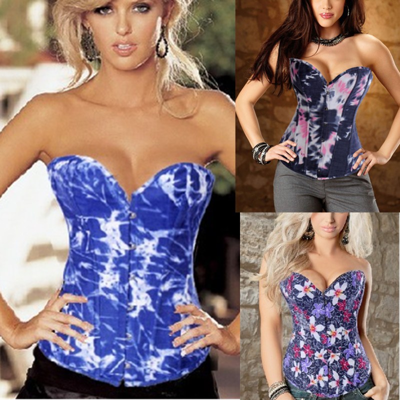 Woman Bustiers Gothic Underbust Corset Women Sexy Floral Denim Bustier Overbust Corset Tops Blue Sexy Vintage Waist Cincher Body Shaper Cors, No1926
Woman Bustiers Gothic Underbust Corset Women Sexy Floral Denim Bustier Overbust Corset Tops Blue Sexy Vintage Waist Cincher Body Shaper Cors, No1926