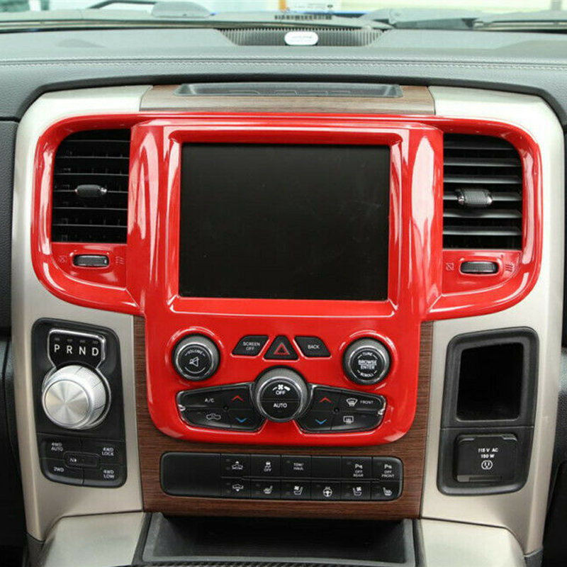 ABS Car Central Control Navigation Panel Dcoration for Dodge RAM 1500 11-17 Interior Accessories Red