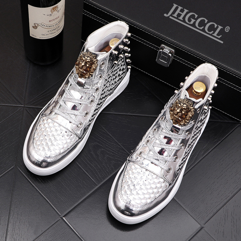 Brand designer men's silver shoes Rivet boots rivets shoe high-end daily soft bottom leisure daily shoes hombre Zapatos A7, Gold
Brand designer men's silver shoes Rivet boots rivets shoe high-end daily soft bottom leisure daily shoes hombre Zapatos A7, Gold