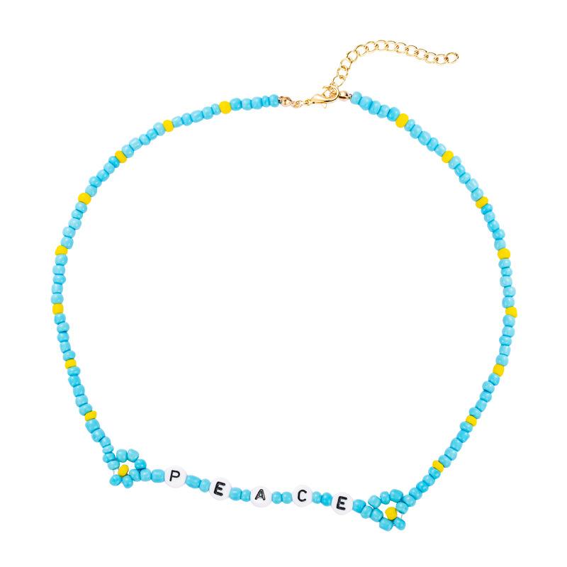 Fashion Blue And White Rice Beads Irregular English Letters Necklace Trend Hip-hop Style Clavicle Chain Accessories Chokers
Fashion Blue And White Rice Beads Irregular English Letters Necklace Trend Hip-hop Style Clavicle Chain Accessories Chokers