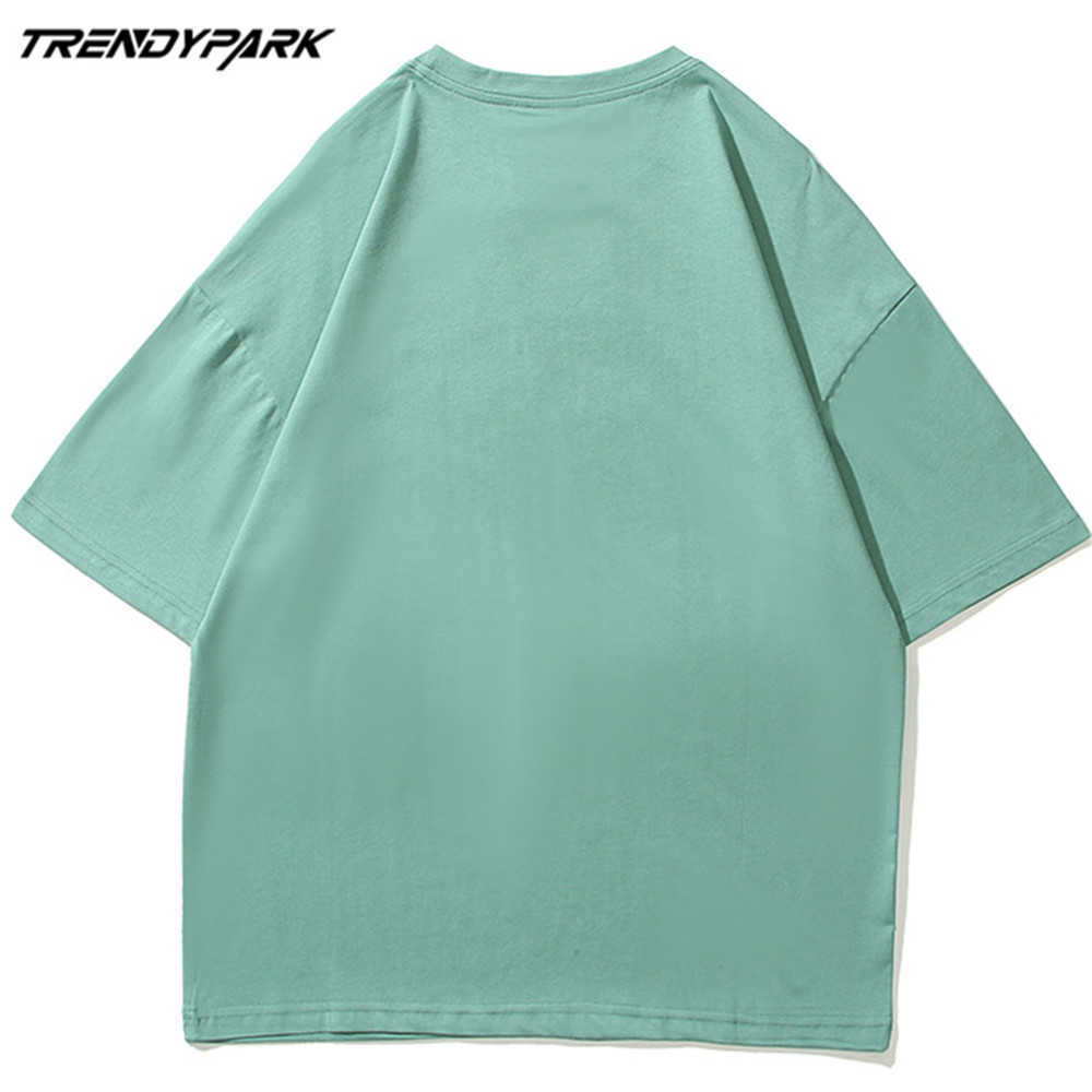 Men's Cartoon T-shirt Summer Short Sleeve Printed Tee Hip Hop Oversized Cotton Casual Harajuku Streetwear Top Tshirts 210601