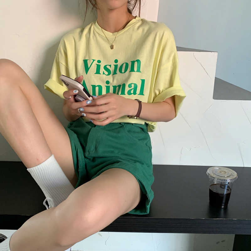 Korean Chic Summer Denim Shorts High Waisted Causal Wide Leg Demin Short Feminimos Fashion Bottoms 6H918 210603