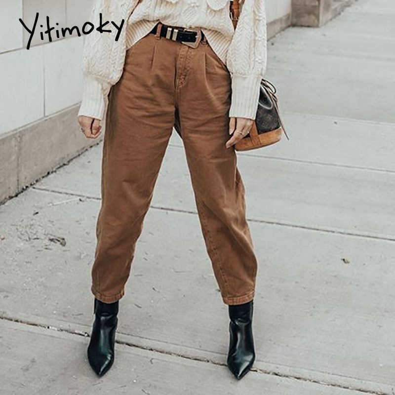 Gray High Waist Jeans Woman Denim Pants Streetwear Trousers Blue Pink Mom Vintage Washed Boyfriend Green Brown Harem 210922