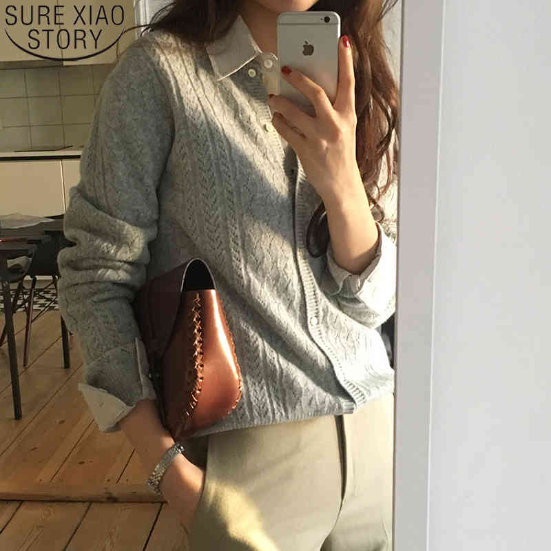 Hollow Out Sweater Women Autumn Fashion Vintage Thin Cardigan Long Sleeve Soft O-neck Clothes 10919 210506