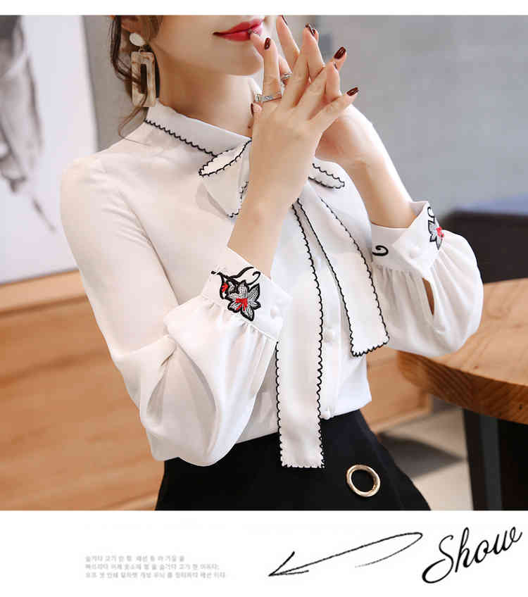fashion womens tops and blouses white office work wear chiffon shirt long sleeve shirts blusas 0726 60 210506