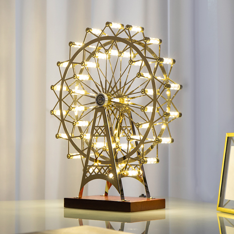 Nordic Personality Ferris Wheel Table Lamp Creative Home Decoration Ornaments Living Room Bedroom TV Cabinet 3D Desk Lighting R382
