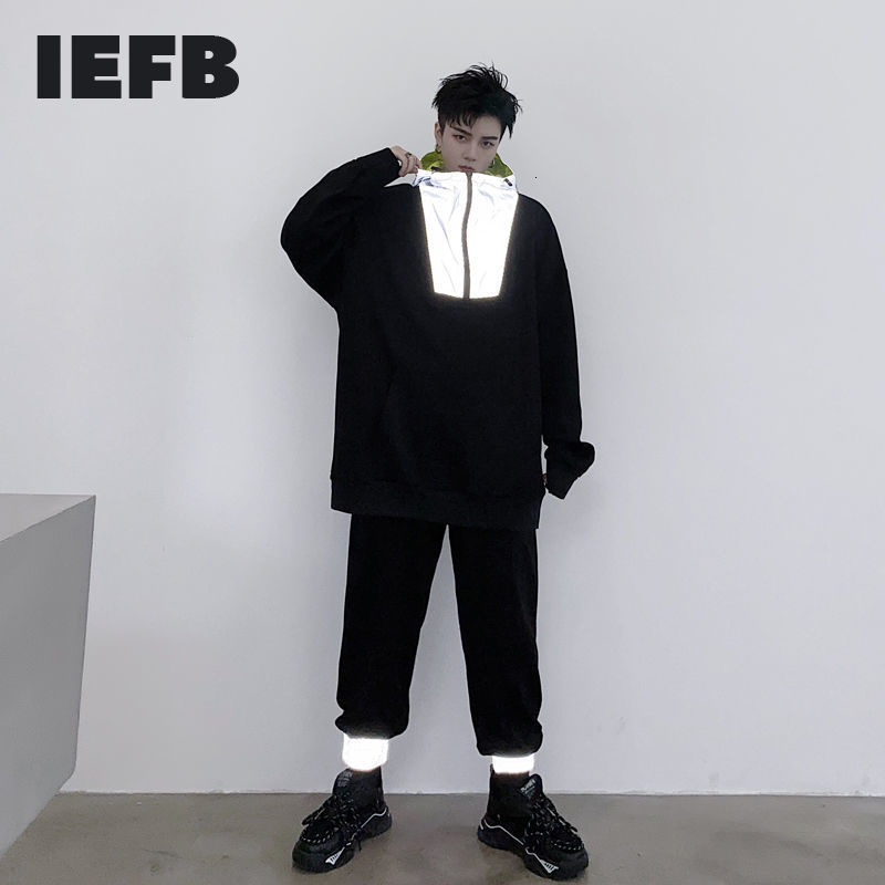 IEFB /men's wear springreflective cloth stitching hooded elastic waist sweatpants loose two pieces set for male 9Y3811 210524, Black
IEFB /men's wear springreflective cloth stitching hooded elastic waist sweatpants loose two pieces set for male 9Y3811 210524, Black