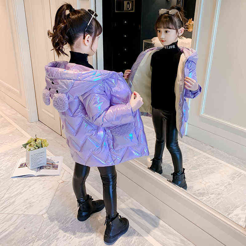 Children's Winter Down Cotton Jacket for Girls Waterproof Coat Thicken Snowsuit Kids Clothes Waterproof Parka 3-14 Year 211111